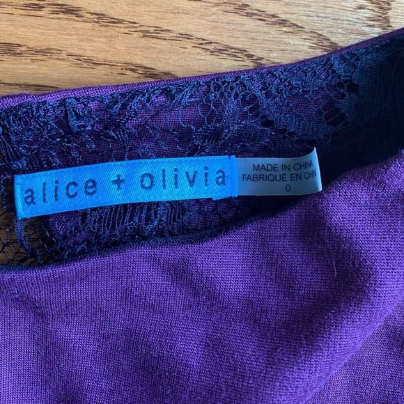 Alice + Olivia Dionne Purple Lace Dress - Size 0 - Picture 9 of 11